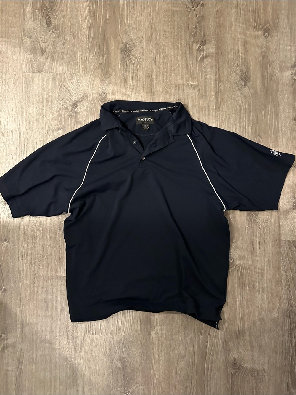 FootJoy Men's Navy Polo Shirt with White Piping Woodland Golf Club
